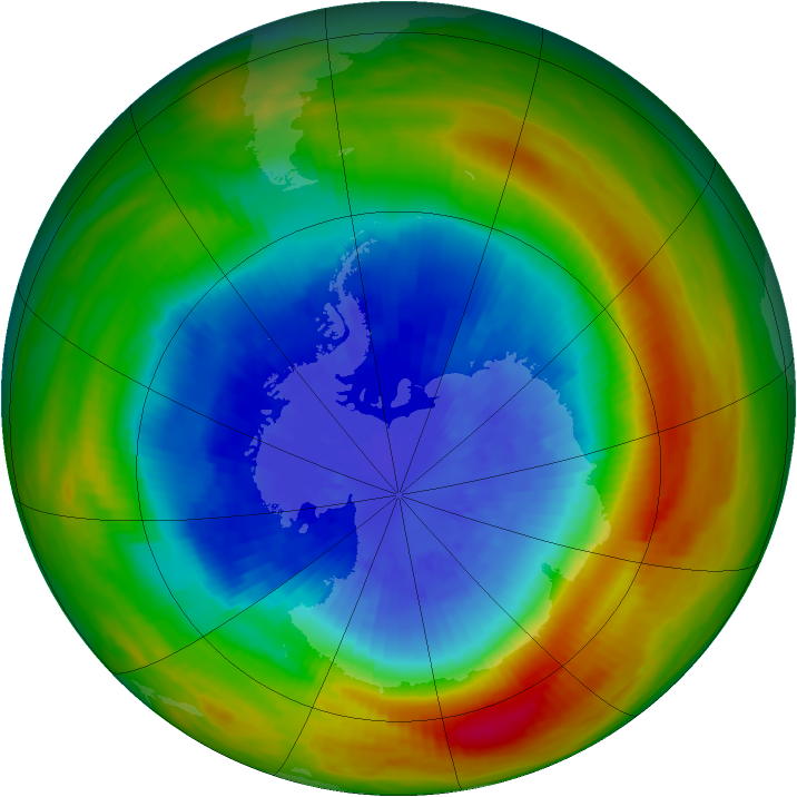 Antarctic ozone map for 21 September 1988